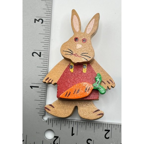 Easter Bunny Movable Refrigerator Magnet Vintage Farmer Rabbit Country Garden - Picture 2 of 7
